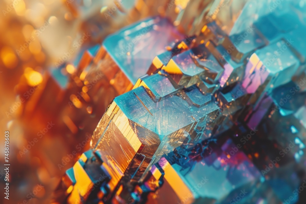 Aufkleber close up stock image of the surface of a mineral crystal showing molecular structure and shimmering 
