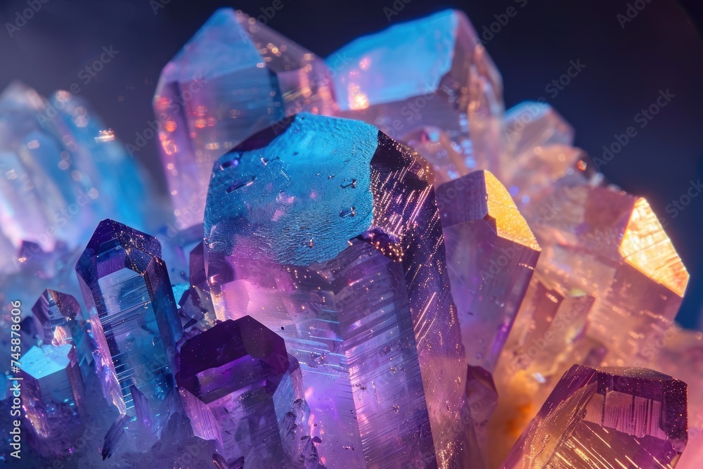 Aufkleber close up stock image of the surface of a mineral crystal showing molecular structure and shimmering 