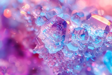 Close up stock image of the surface of a mineral crystal showing molecular structure and shimmering colors