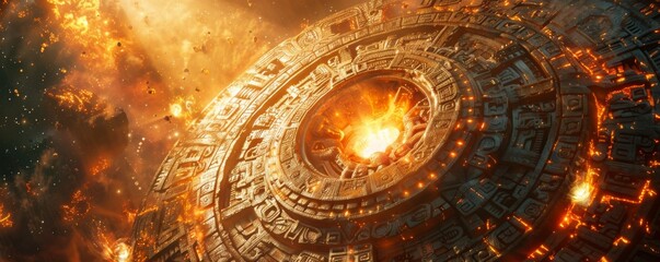 Mayan Civilization with advanced astronomical technology predicting cosmic events in a galactic observatory