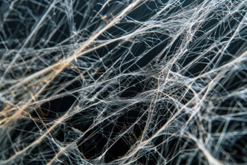 Close up of spider silk threads microscopic detail showing strength and intricacy 