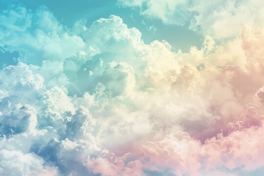 Soft dreamlike clouds on a pastel sky - A serene composition of gentle, fluffy clouds drifting on a gradient pastel-colored sky
