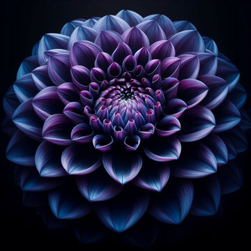 Indigo Dahlia Bloom Elegantly Unfolds