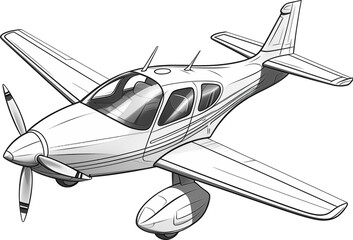 Sketch illustration of small light aircraft
