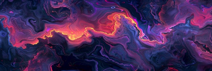 Vibrant abstract liquid wave art - This mesmerizing image shows a fluid wave pattern with a mixture of rich, dark, and vivid colors creating a magical feel