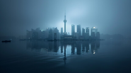 Fototapeta na wymiar Cityscape at night in shanghai, china.