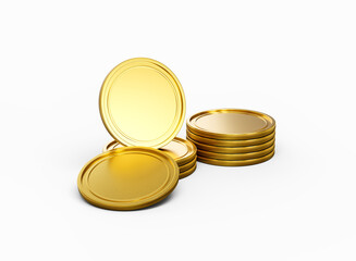 3d Stack Of Golden Coins Shiny Rounded Coins Stack On White Background 3d Illustration