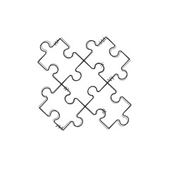 Jigsaw puzzle pieces vector line art