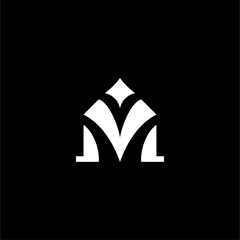 Letter VM or MV with house combination logo concept vector