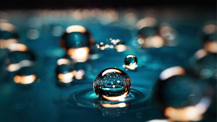 Abstract background and texture of water bubbles with light. Generative AI.