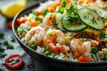 Fototapeten Fresh Shrimp and Vegetable Rice Bowl Ai generated © DigitalNomadPN