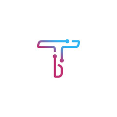 Letter TB or BT with tech concept logo vector icon