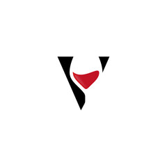 Letter V and wine glass logo concept vector icon