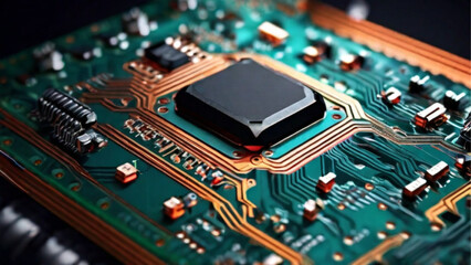 Obraz premium AI circuit board technology system. Generative AI.
