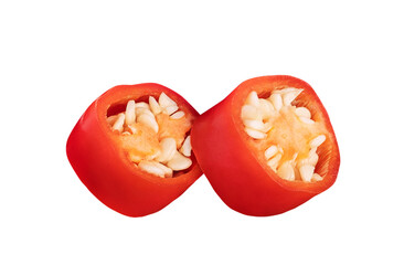 Spicy Chili pepper isolated on white or transparent background. Hot red chilli pepper.