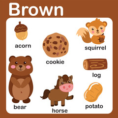 color objects and vocabulary words in English 