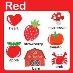 color objects and vocabulary words in English 