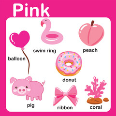 color objects and vocabulary words in English 