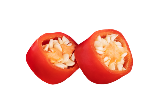 Spicy Chili pepper isolated on white or transparent background. Hot red chilli pepper.