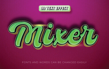 Mixer green 3d editable text effect style