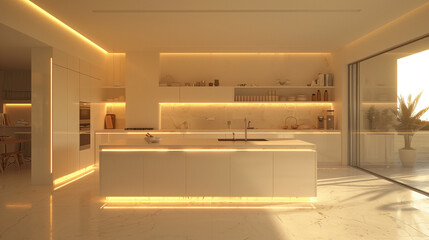Fototapeta na wymiar Modern kitchen interior. AI generated art illustration.