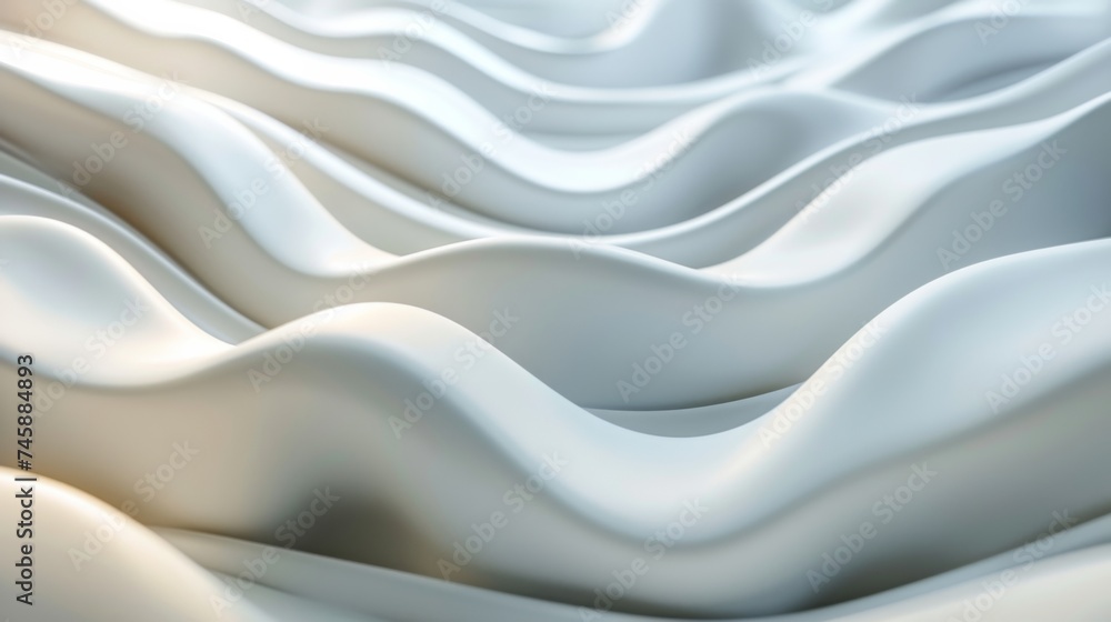 Poster beautiful undulating waves of white fabric create a serene and calming atmosphere in a soft light se