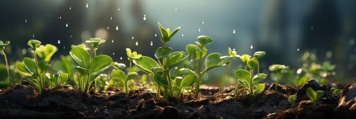 Group of Plants Sprouting Out of the Ground Generative AI