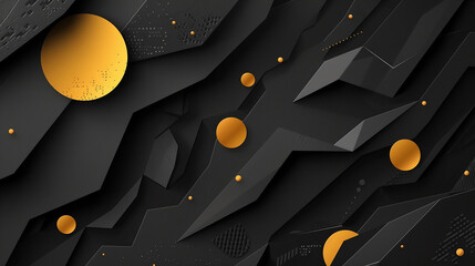 Black paper layers with vector geometric shapes.