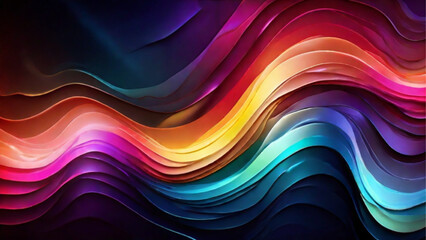 Colorful wavy background with light. Generative AI.
