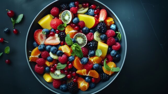 Fresh Fruit Salad In The Bowl. Healthy Food. Diet. Low Calorie. Healthy Living.