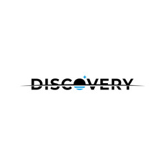 discovery wordmark with horizon or sunset concept vector icon