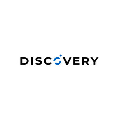 discovery wordmark with planet or galaxy concept vector icon