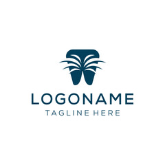 palm tree and tooth logo concept for dental company