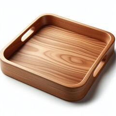 wooden tray isolated on a white background