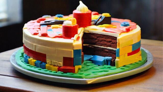 Lego cake. Generative AI.