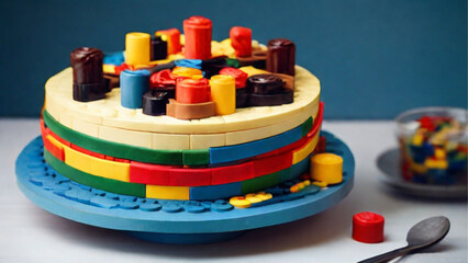 Lego cake. Generative AI.