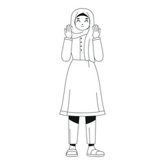 Vector Muslim Woman Praying Cartoon Ramadan Illustration Isolated