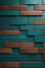 Dark teal wooden bricks wall, vertical composition