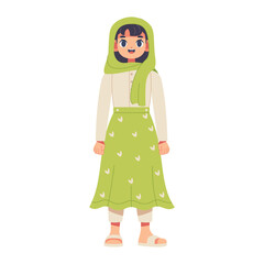 Vector Muslim Girl Cartoon Ramadan Illustration Isolated