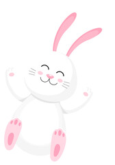 Cute rabbit cartoon character. White bunny illustration. Happy Easter day.