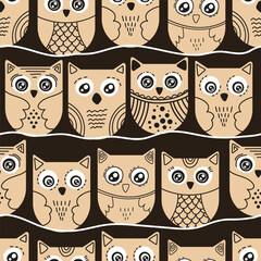 Seamless pattern with cute owls. Baby background pattern for wrapping paper, linens, notepaper 