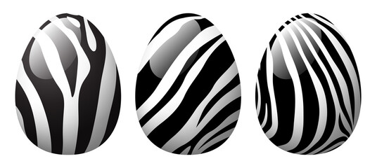 Set of sebra striped on egg. Happy Easter day concept. Illustration