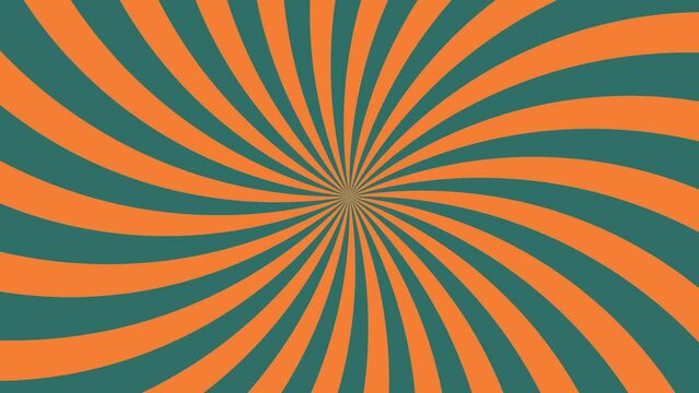 4k rotating orange and blue vintage color spiral background