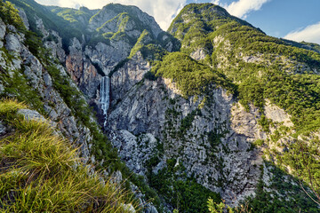 Boka, waterfall in the western part of Slovenia, near the Soča River