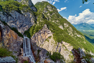 Boka, waterfall in the western part of Slovenia, near the Soča River