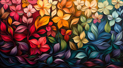 Red and yellow flower. AI generated art illustration.