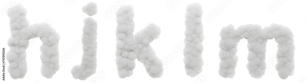 Fototapete hidden whispers: the lowercase letters h, j, k, l, and m take shape like soft whispers amidst fluffy