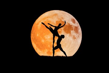 The couple dances beneath the mystical moonlight, their elegant movements intertwining as they...