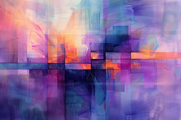 A purple and blue grid of colorful colors and lines.