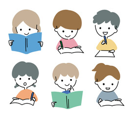 勉強や宿題をする子供たち